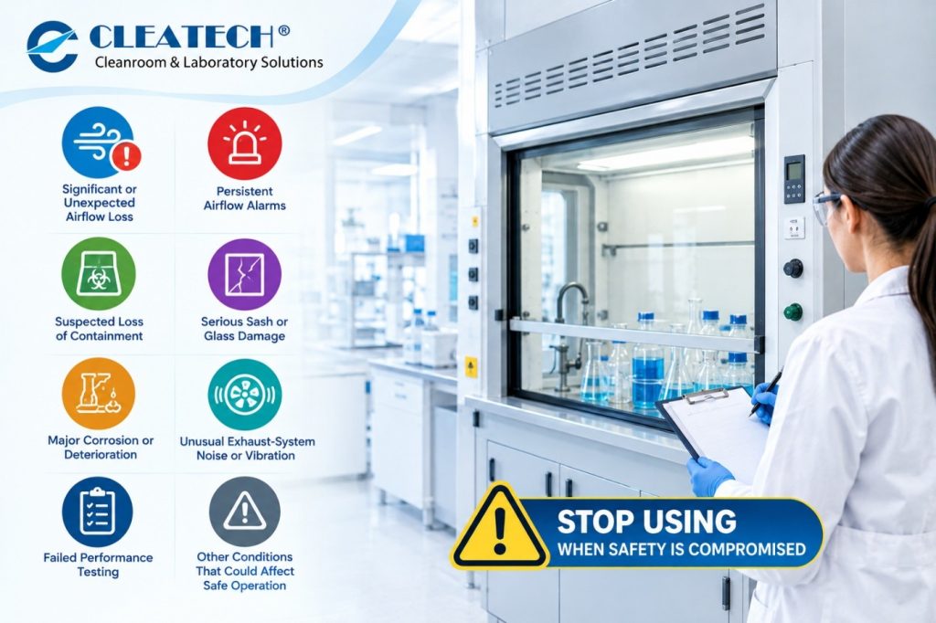 when to stop using fume hood